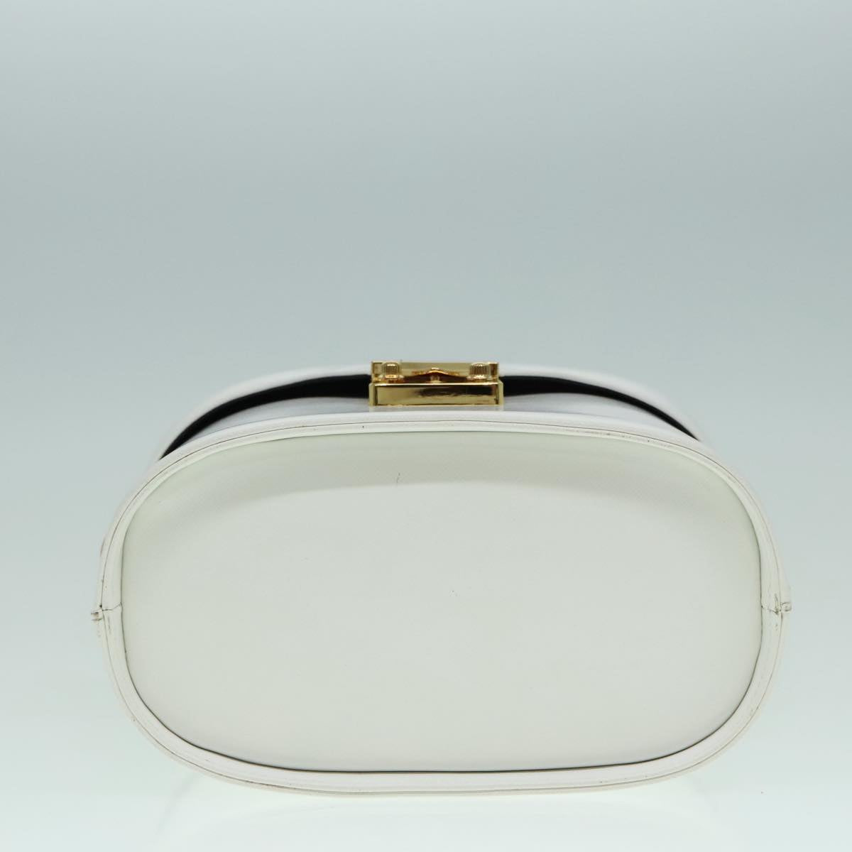 VERSACE Hand Bag Leather 2way White Gold Auth 92647