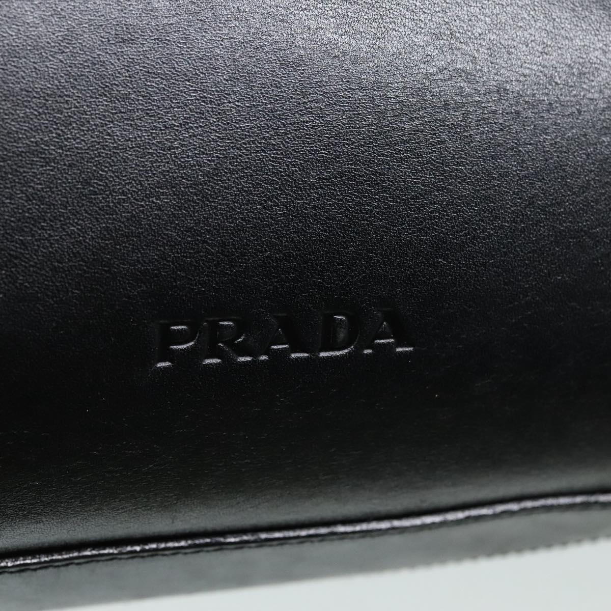 PRADA Hand Bag Leather Black Silver Auth 92650