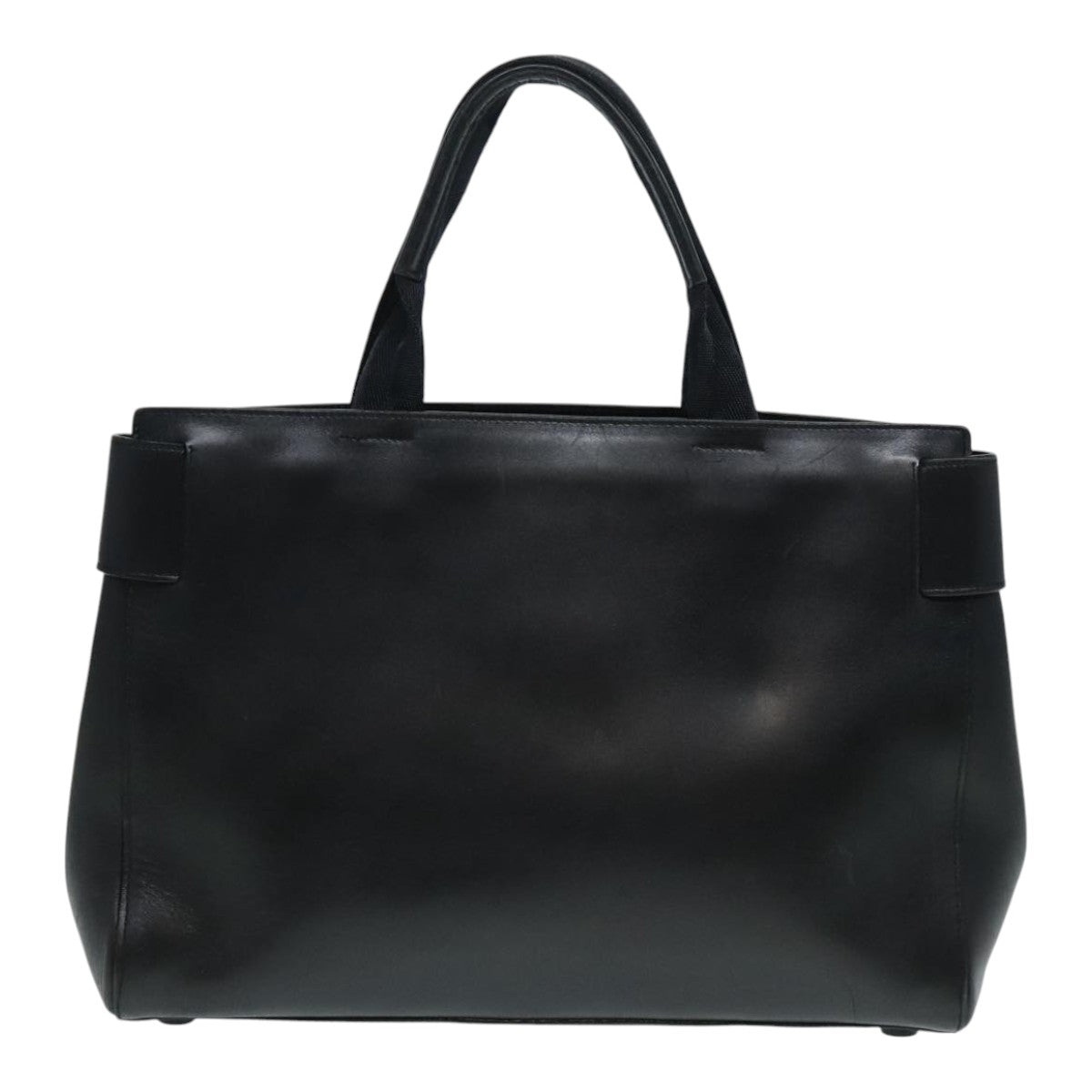 PRADA Hand Bag Leather Black Silver Auth 92650 - 0