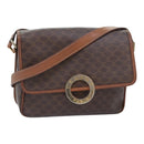 CELINE Macadam Canvas Circle Shoulder Bag PVC Leather Brown Gold Auth 92653-1