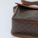 CELINE Macadam Canvas Circle Shoulder Bag PVC Leather Brown Gold Auth 92653-17