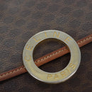 CELINE Macadam Canvas Circle Shoulder Bag PVC Leather Brown Gold Auth 92653-20