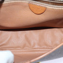 CELINE Macadam Canvas Circle Shoulder Bag PVC Leather Brown Gold Auth 92653-10