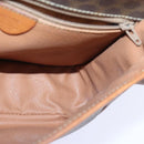 CELINE Macadam Canvas Circle Shoulder Bag PVC Leather Brown Gold Auth 92653-22