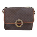 CELINE Macadam Canvas Circle Shoulder Bag PVC Leather Brown Gold Auth 92653-14