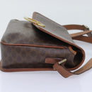 CELINE Macadam Canvas Circle Shoulder Bag PVC Leather Brown Gold Auth 92653-4