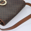 CELINE Macadam Canvas Circle Shoulder Bag PVC Leather Brown Gold Auth 92653-6