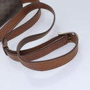 CELINE Macadam Canvas Circle Shoulder Bag PVC Leather Brown Gold Auth 92653-7