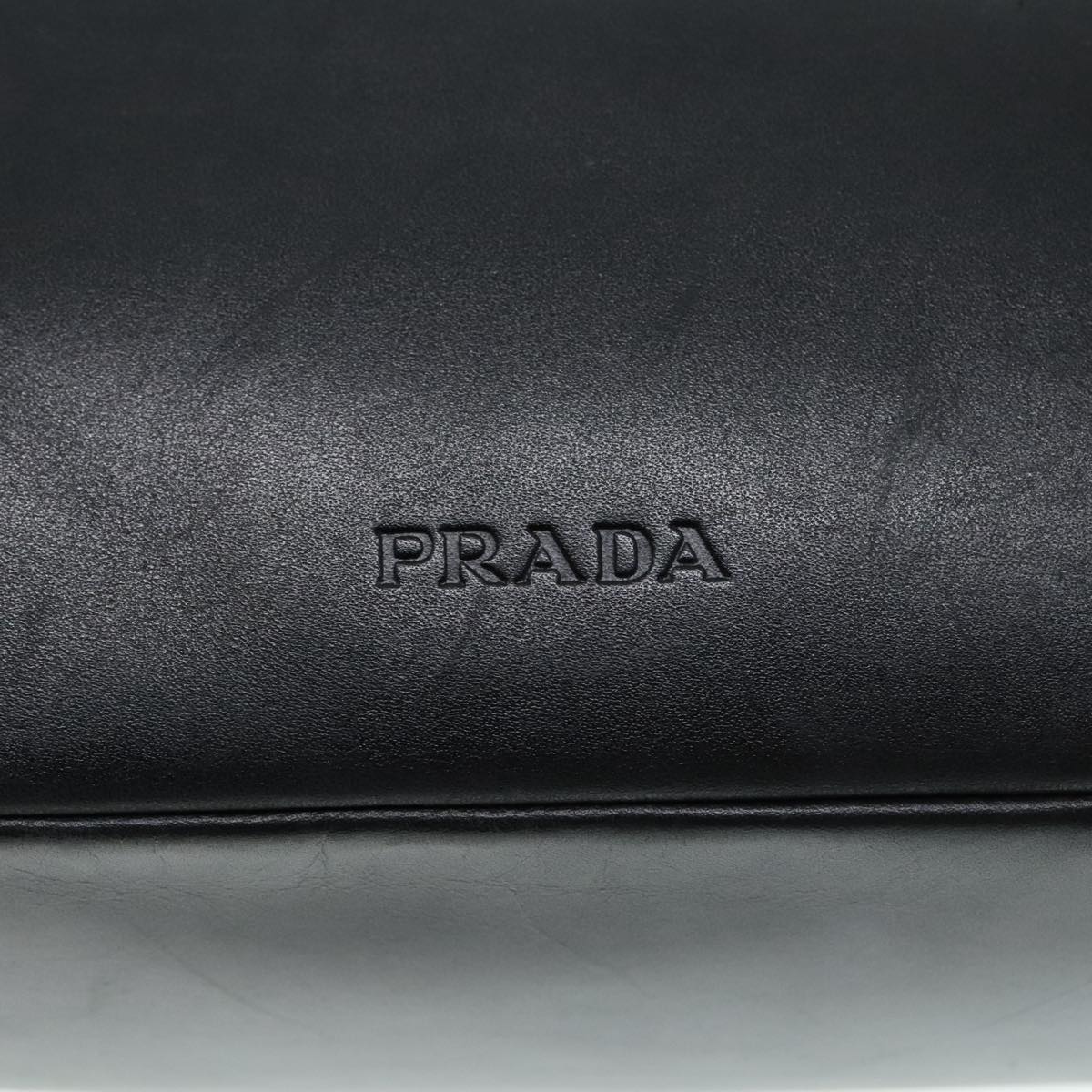 PRADA Shoulder Bag Leather Black Silver Auth 92660