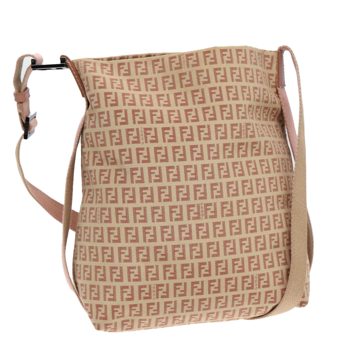 FENDI Zucchino Canvas Shoulder Bag Beige Auth 92675