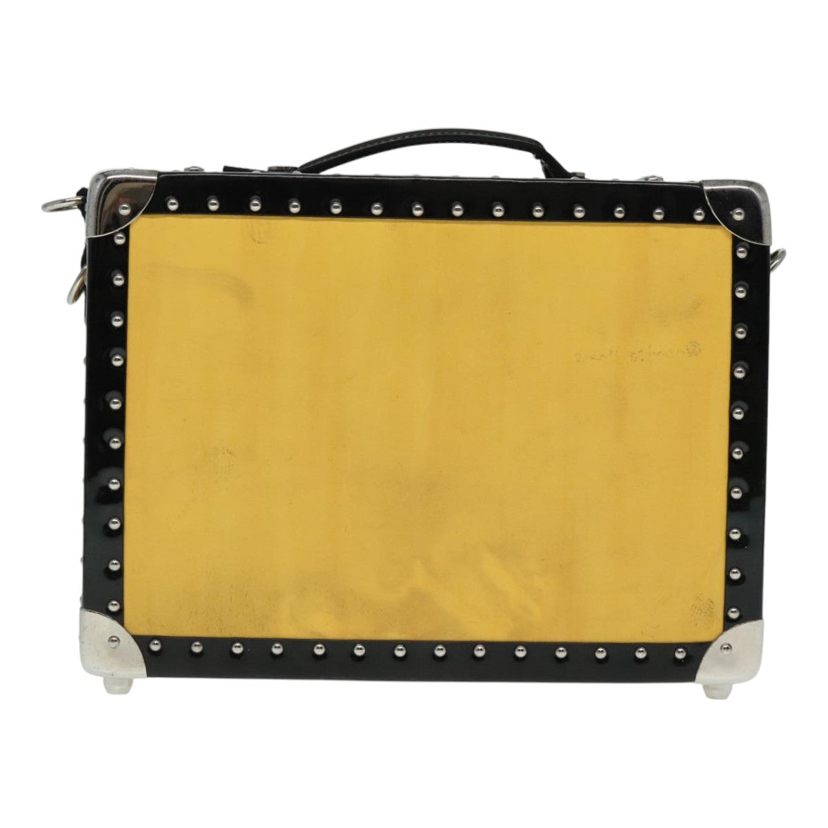 FENDI Trunk Case Leather Yellow Silver Auth 92687 - 0