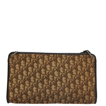 Christian Dior Trotter Canvas Shoulder Bag Beige Dark Brown Gold Auth 92689 - 0