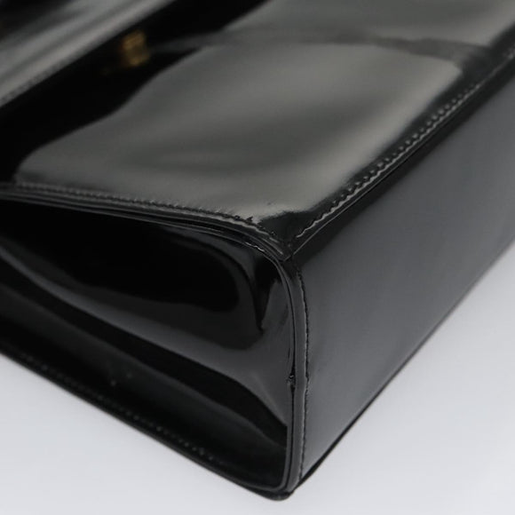 Salvatore Ferragamo Shoulder Bag Patent Leather Black Gold Auth 92696