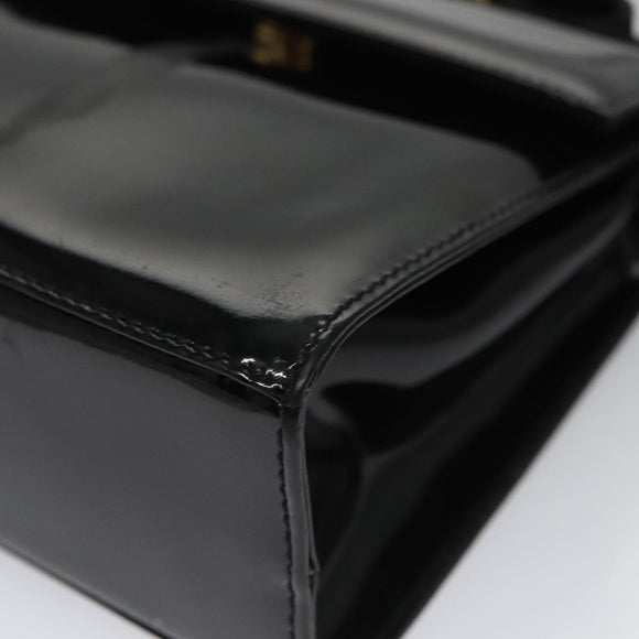 Salvatore Ferragamo Shoulder Bag Patent Leather Black Gold Auth 92696