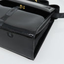 Salvatore Ferragamo Schoudertas Lakleer Zwart Goud Auth 92696-15