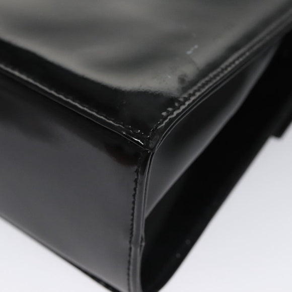 Salvatore Ferragamo Shoulder Bag Patent Leather Black Gold Auth 92696