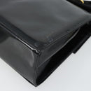 Salvatore Ferragamo Schoudertas Lakleer Zwart Goud Auth 92696-10