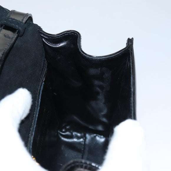 Salvatore Ferragamo Shoulder Bag Patent Leather Black Gold Auth 92696