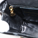 Salvatore Ferragamo Schoudertas Lakleer Zwart Goud Auth 92696-20