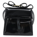 Salvatore Ferragamo Schoudertas Lakleer Zwart Goud Auth 92696-13