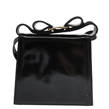 Salvatore Ferragamo Shoulder Bag Patent Leather Black Gold Auth 92696 - 0