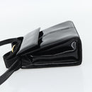 Salvatore Ferragamo Schoudertas Lakleer Zwart Goud Auth 92696-3