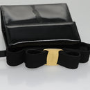 Salvatore Ferragamo Shoulder Bag Patent Leather Black Gold Auth 92696-6