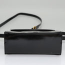 Salvatore Ferragamo Shoulder Bag Patent Leather Black Gold Auth 92696-5