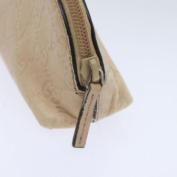 GUCCI GG Canvas Pouch Leder Outlet Beige Gold 272367 Auth 92704
