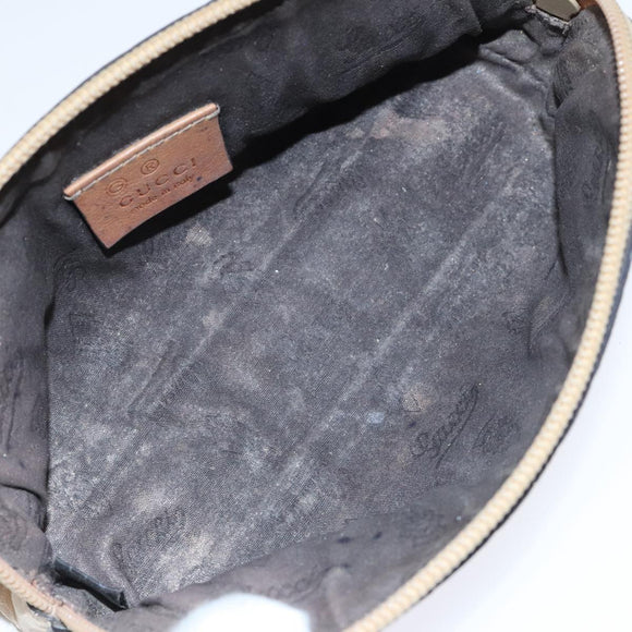 GUCCI GG Canvas Pouch Leder Outlet Beige Gold 272367 Auth 92704