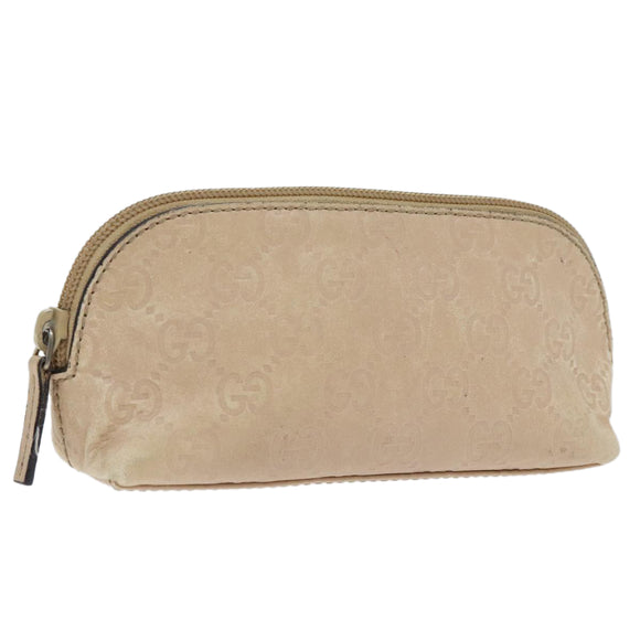 GUCCI GG Canvas Pouch Leder Outlet Beige Gold 272367 Auth 92704