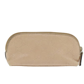 GUCCI GG Canvas Pouch Leather Outlet Beige Gold 272367 Auth 92704 - 0