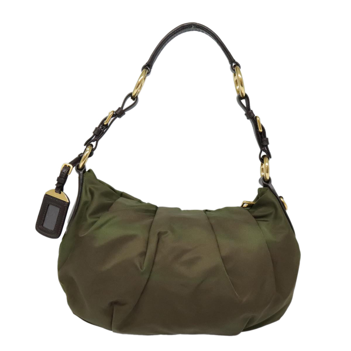 PRADA Shoulder Bag Nylon Khaki Gold Auth 92705 - 0