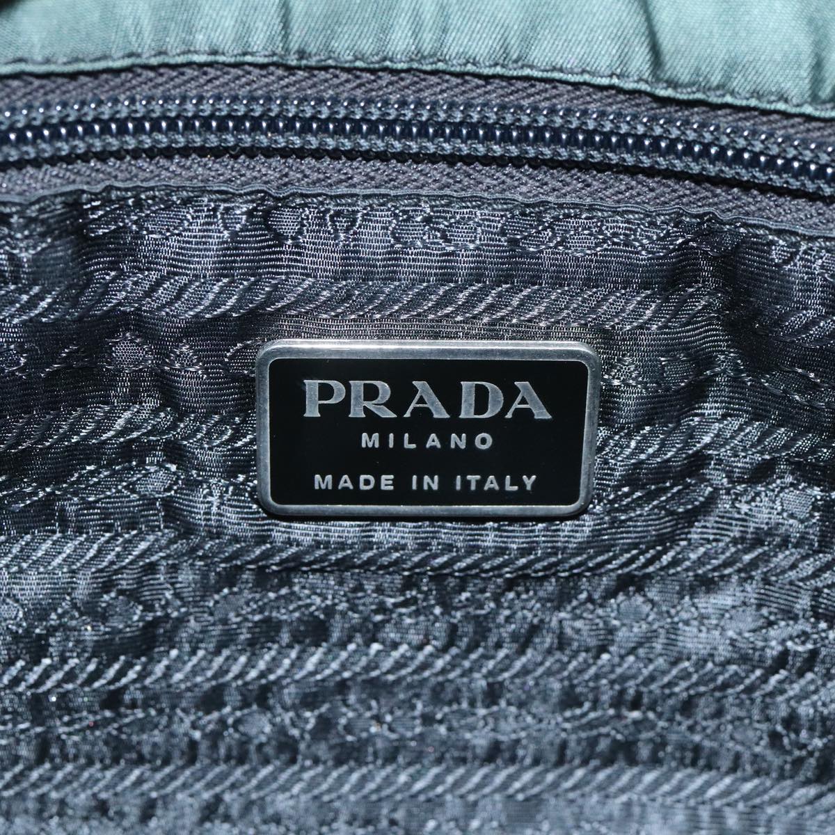 PRADA Tote Bag Nylon Khaki Silver Auth 92714