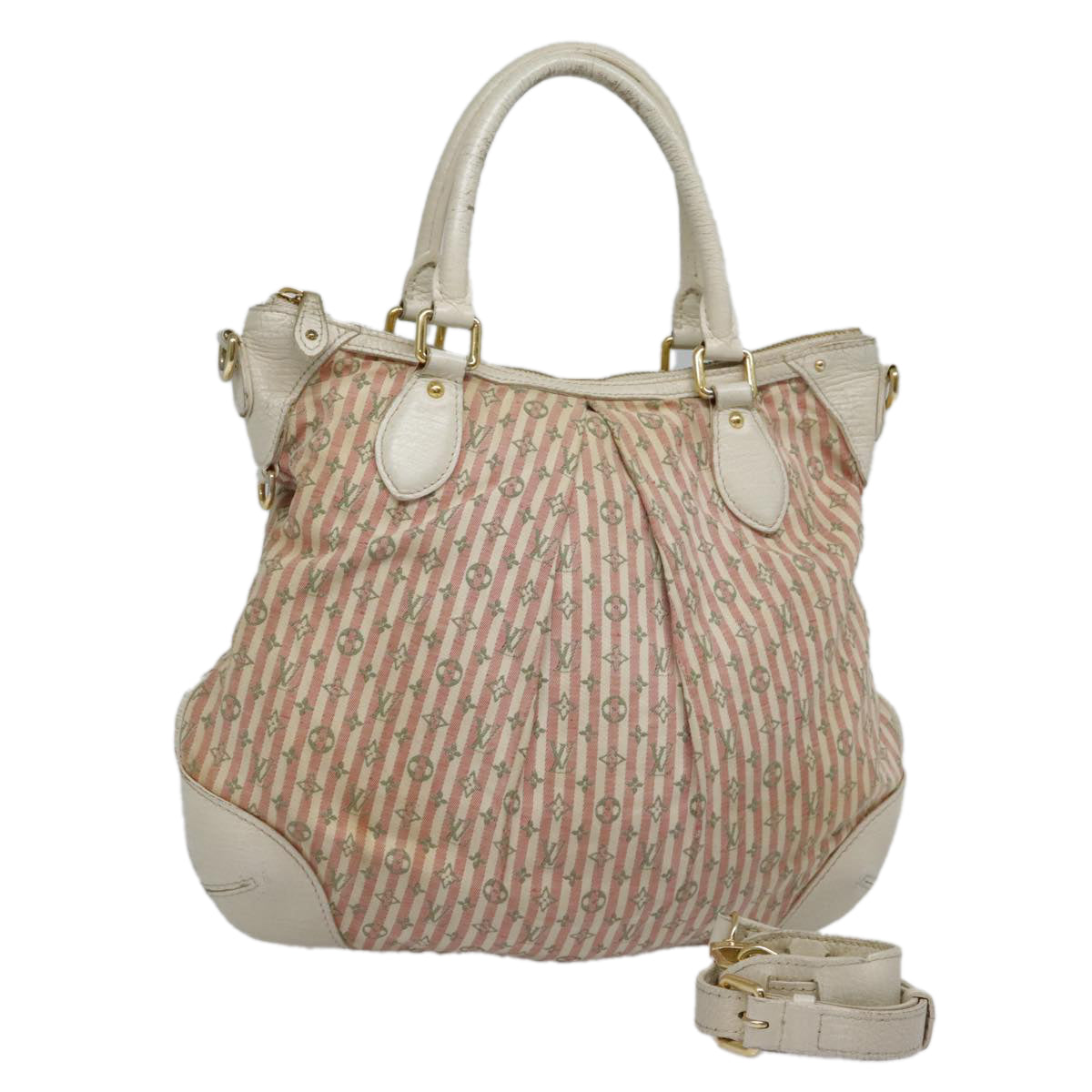 LOUIS VUITTON Mini Lin Croisette Marina PM Bag Pink White M95495 LV Auth 92715