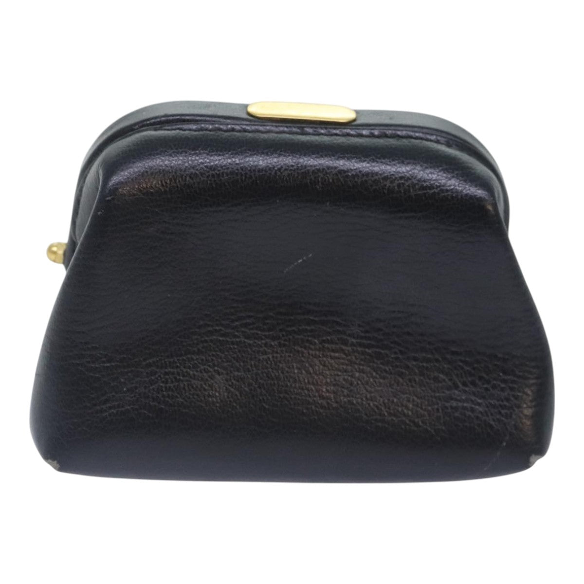 Salvatore Ferragamo Coin Purse Leather Black Gold Auth 92724 - 0