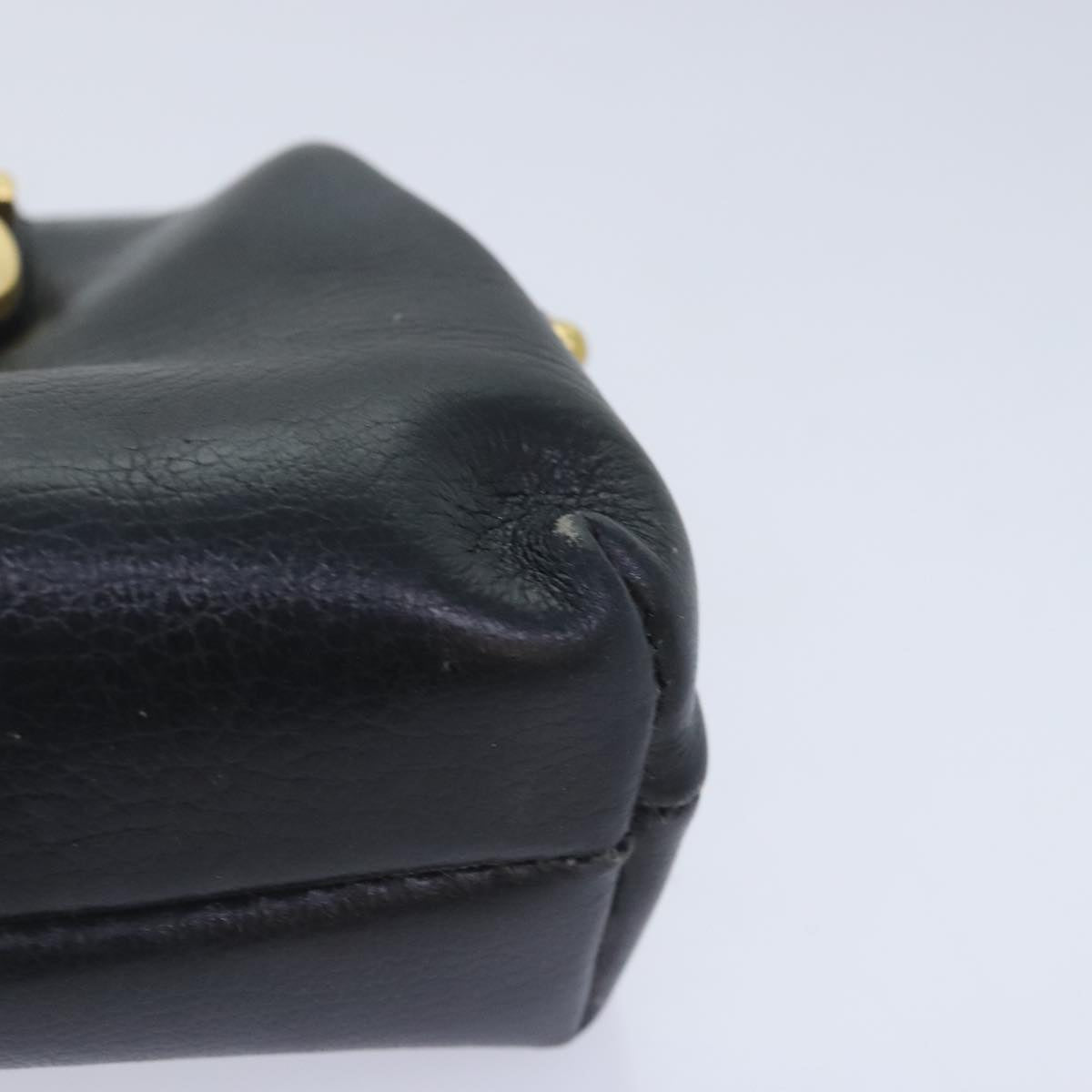 Salvatore Ferragamo Coin Purse Leather Black Gold Auth 92724