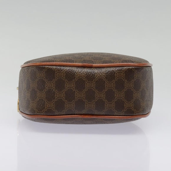 CELINE Macadam Canvas Shoulder Bag PVC Leather Brown Gold Auth 92725V