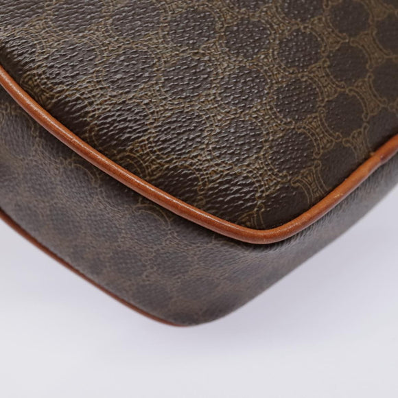 CELINE Macadam Canvas Shoulder Bag PVC Leather Brown Gold Auth 92725V