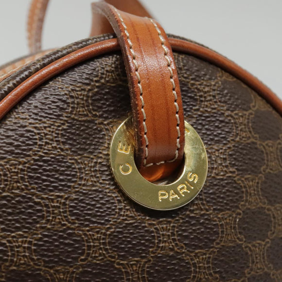 CELINE Macadam Canvas Shoulder Bag PVC Leather Brown Gold Auth 92725V