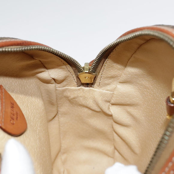 CELINE Macadam Canvas Shoulder Bag PVC Leather Brown Gold Auth 92725V