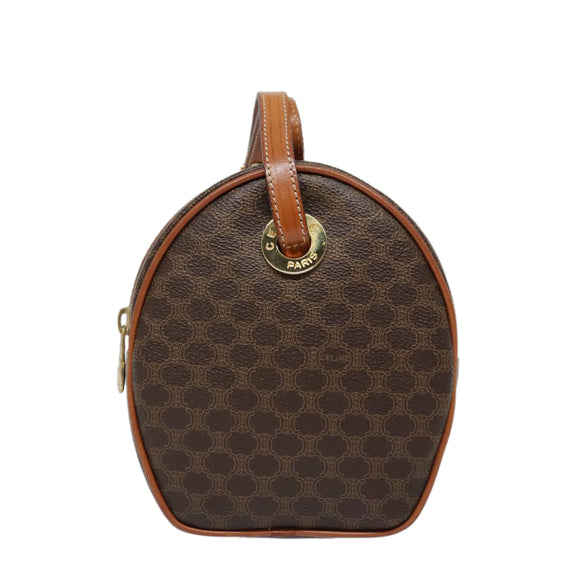 CELINE Macadam Canvas Shoulder Bag PVC Leather Brown Gold Auth 92725V