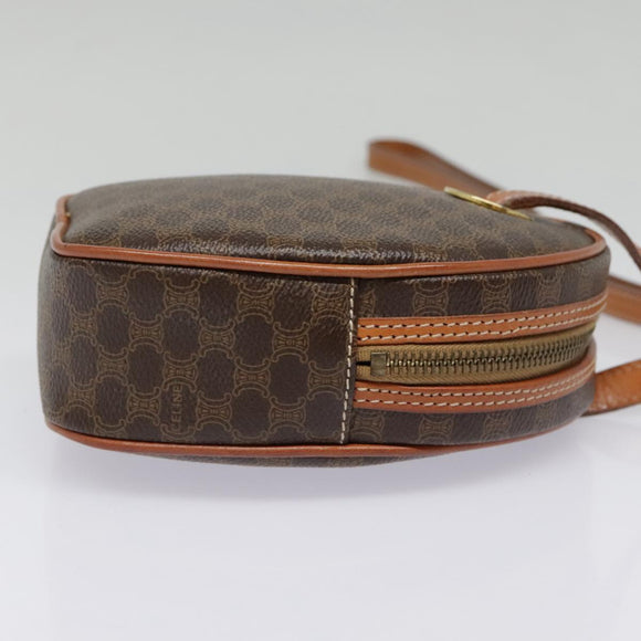 CELINE Macadam Canvas Shoulder Bag PVC Leather Brown Gold Auth 92725V