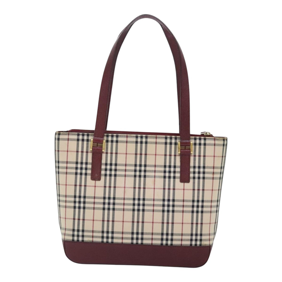 BURBERRY Nova Check Tote Bag Canvas Beige Red Auth 92728 - 0