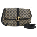 GUCCI GG Canvas Schoudertas Beige Marineblauw Goud Auth 92734-1