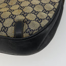 GUCCI GG Canvas Schoudertas Beige Marineblauw Goud Auth 92734-16