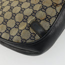 GUCCI GG Canvas Schoudertas Beige Marineblauw Goud Auth 92734-17