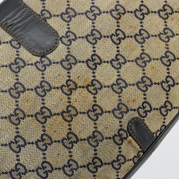 GUCCI GG Canvas Schoudertas Beige Marineblauw Goud Auth 92734