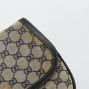 GUCCI GG Canvas Schoudertas Beige Marineblauw Goud Auth 92734-7