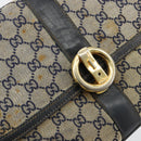 GUCCI GG Canvas Schoudertas Beige Marineblauw Goud Auth 92734-8